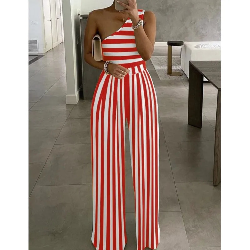 New 2025 Jumpsuits For Women Solid Color Off Shoulder High Waist Pants Jumpsuits Female Fashion Casual Elegant Jumpsuit Outfits