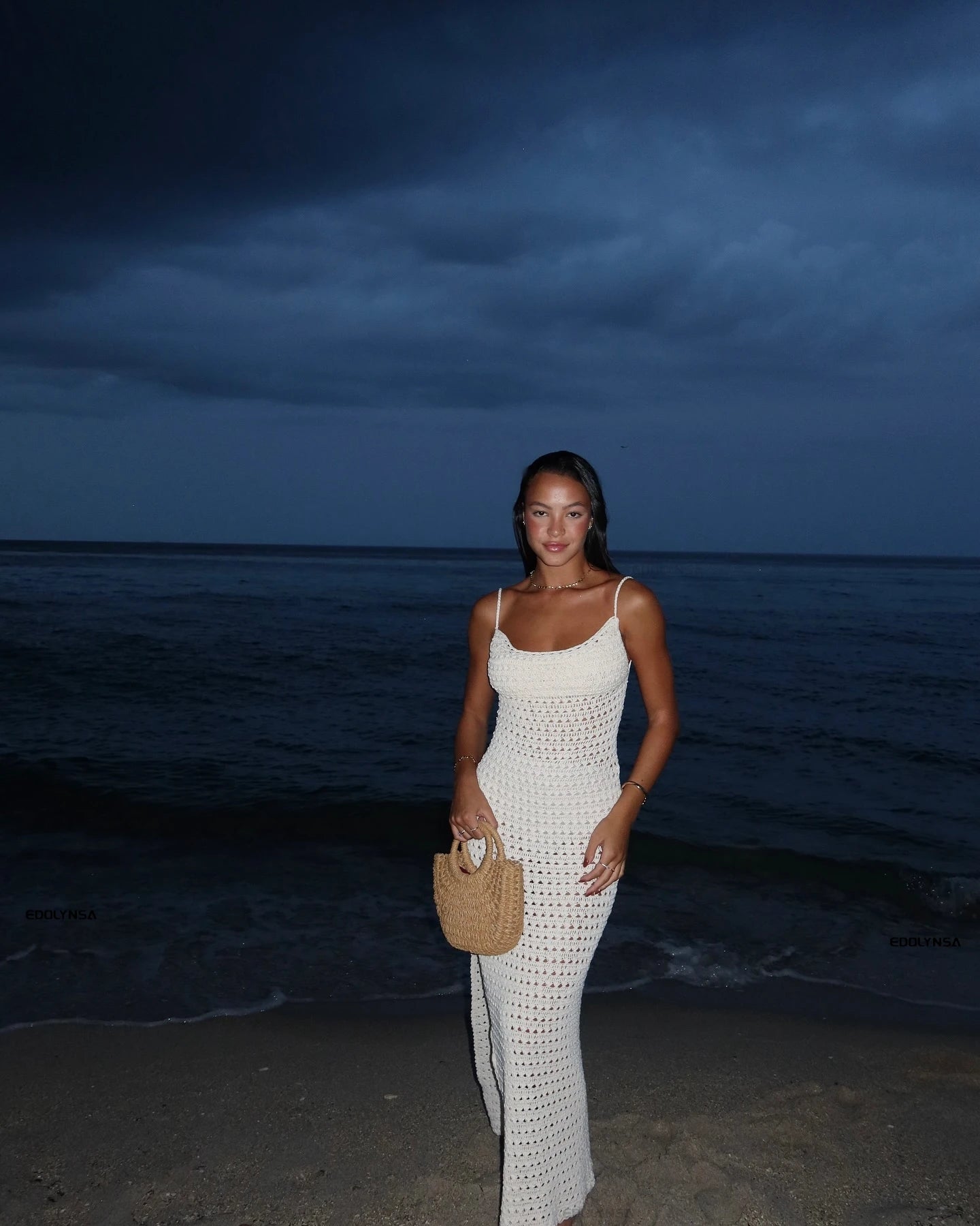 Sexy Knit Cut Out Tassel Spaghetti Strap Bodycon Beach Maxi Dress Summer Women's Holiday Club Party Outfit Swimsuit Cover Up K10