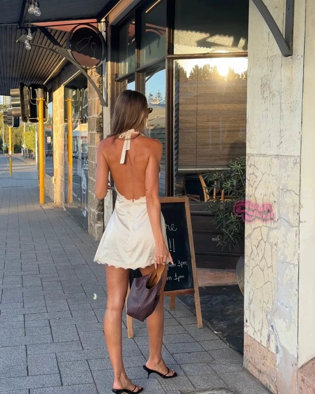 Lioness satin silk halter neck dress backless short skirt holiday dress