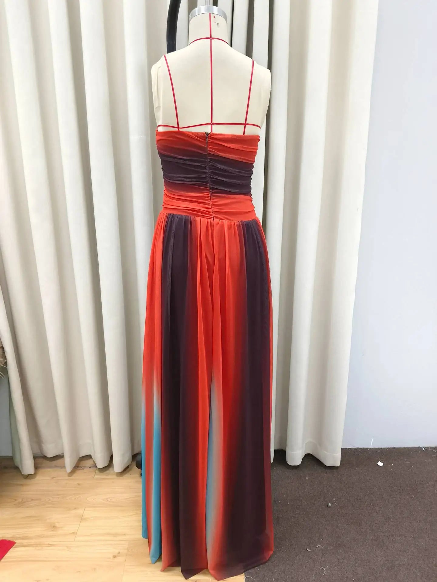 Tie-dye Gradient Hollow Out Women's Maxi Dress Elegant Off Shoulder A-line Hem Long Dresses New Summer 2025 Holiday Female Robes