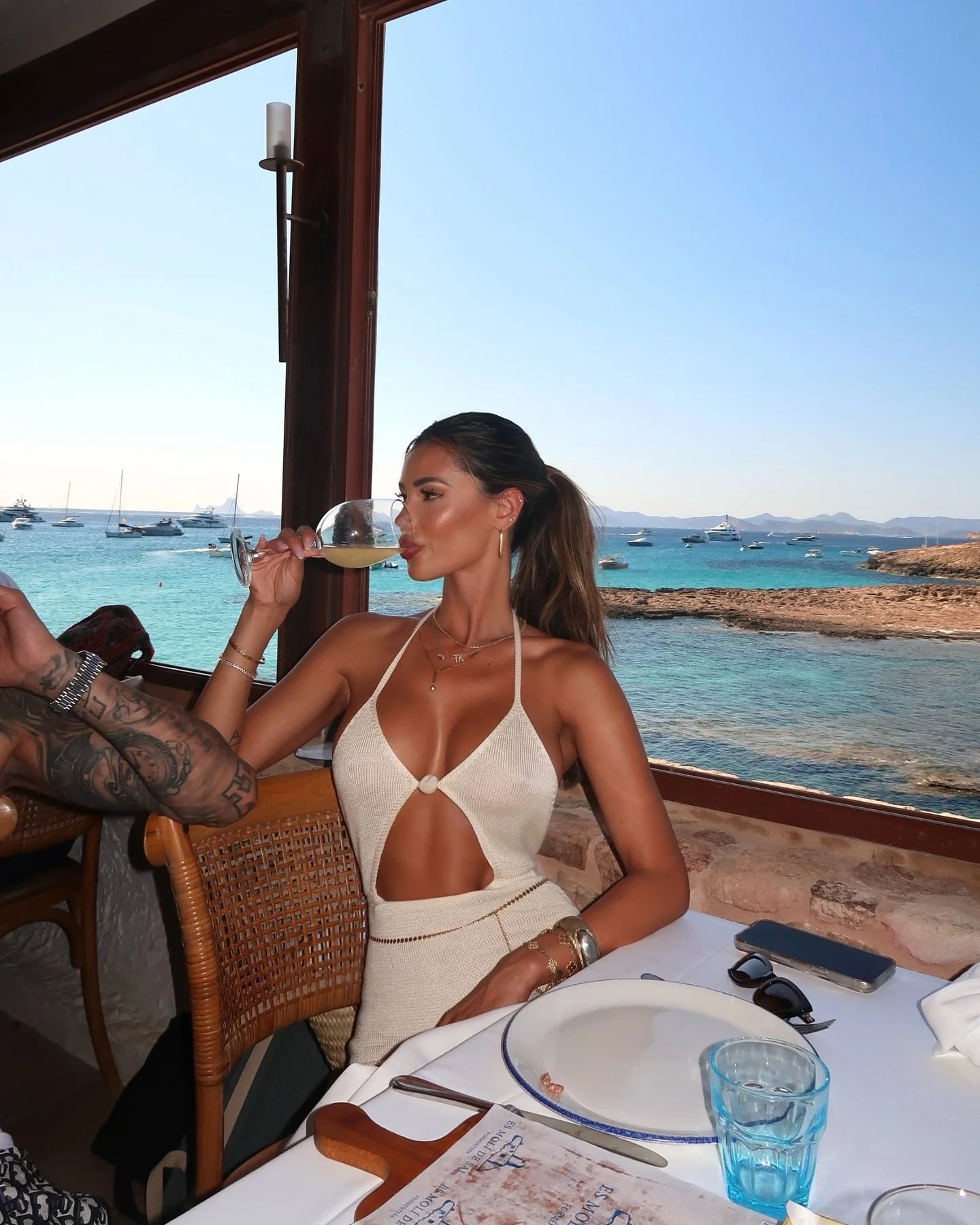 Sexy Knit Halter V Neck Slit Beach Maxi Dress For Women 2025 Chic Button Cut Out Backless Party Dresses Swimwear Cover Up A3151