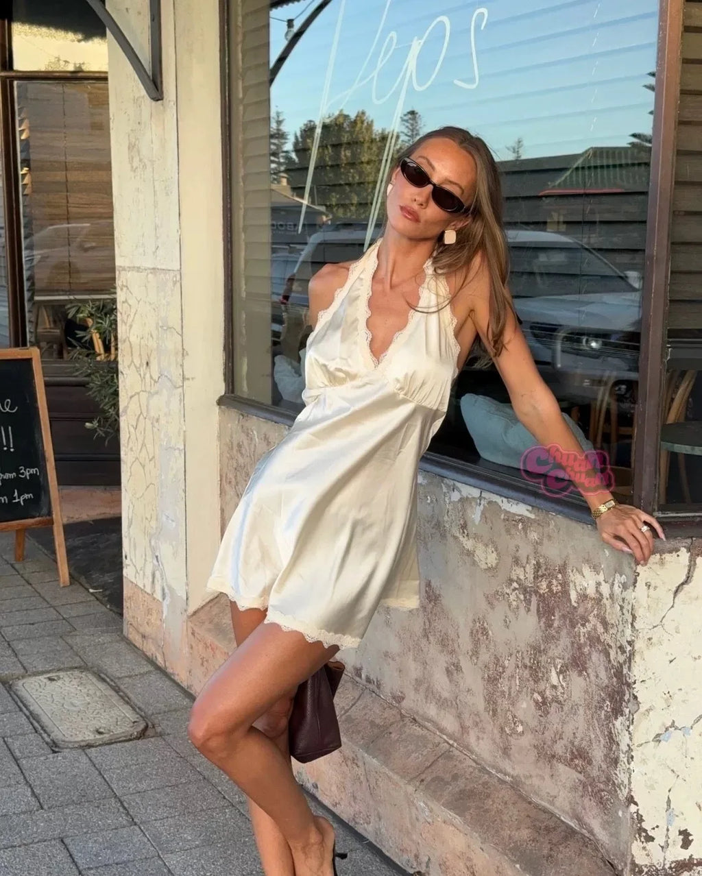 Lioness satin silk halter neck dress backless short skirt holiday dress