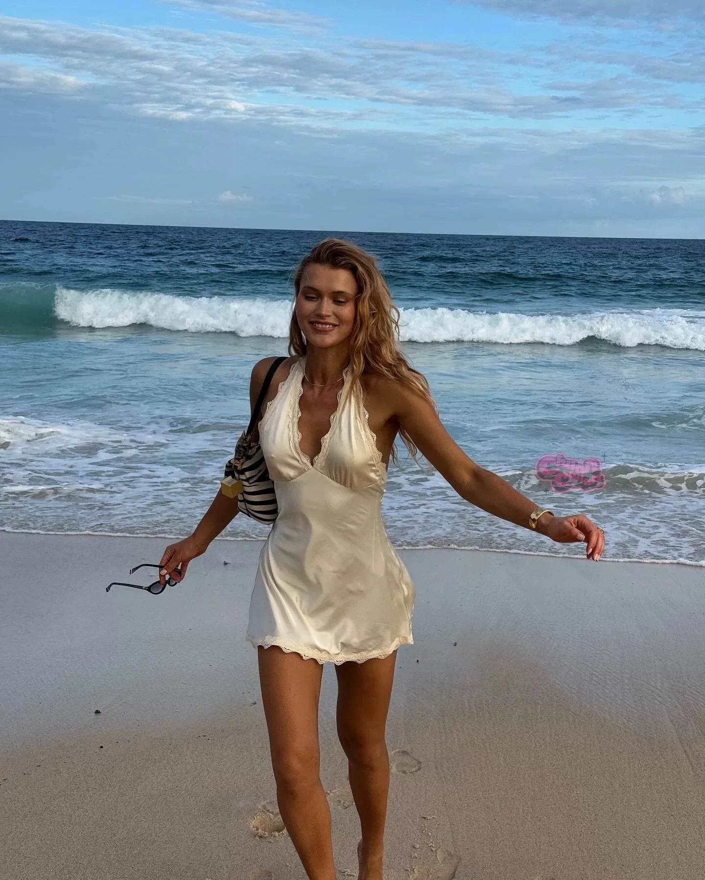 Lioness satin silk halter neck dress backless short skirt holiday dress