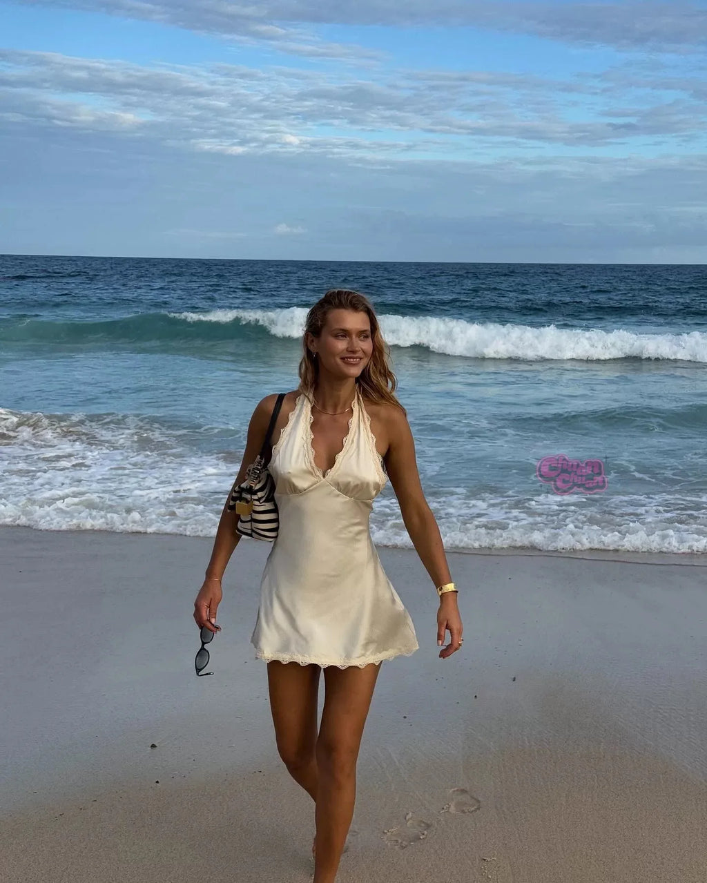 Lioness satin silk halter neck dress backless short skirt holiday dress