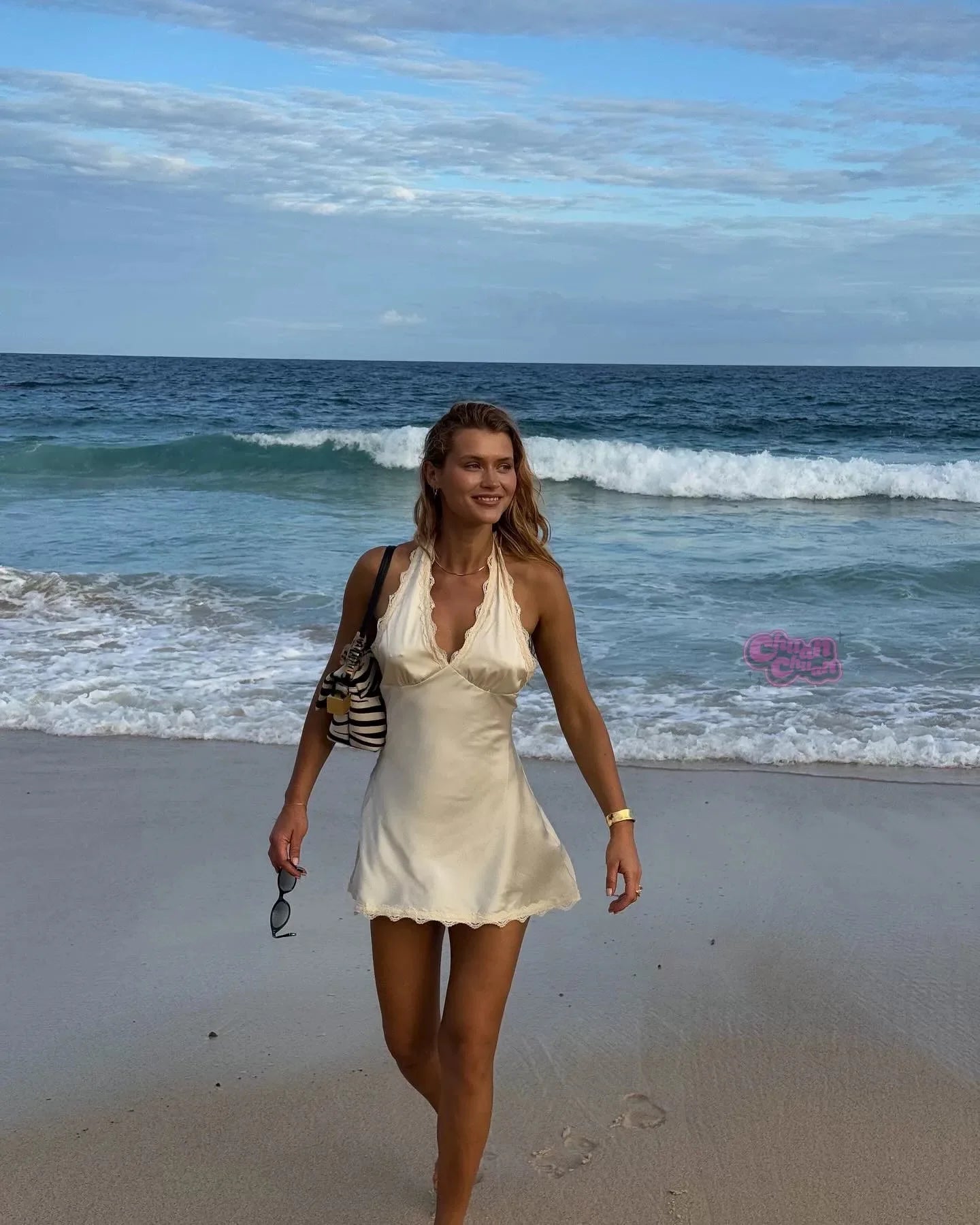 Lioness satin silk halter neck dress backless short skirt holiday dress