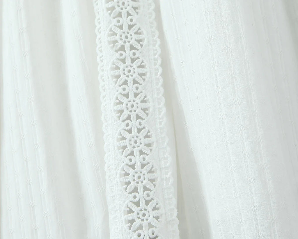 White Lace Skirt Set Women's Dress Outfits Summer Beach Cotton Matching Sets 2 Pcs Long Maxi Dress Set Vestidos Female 2025