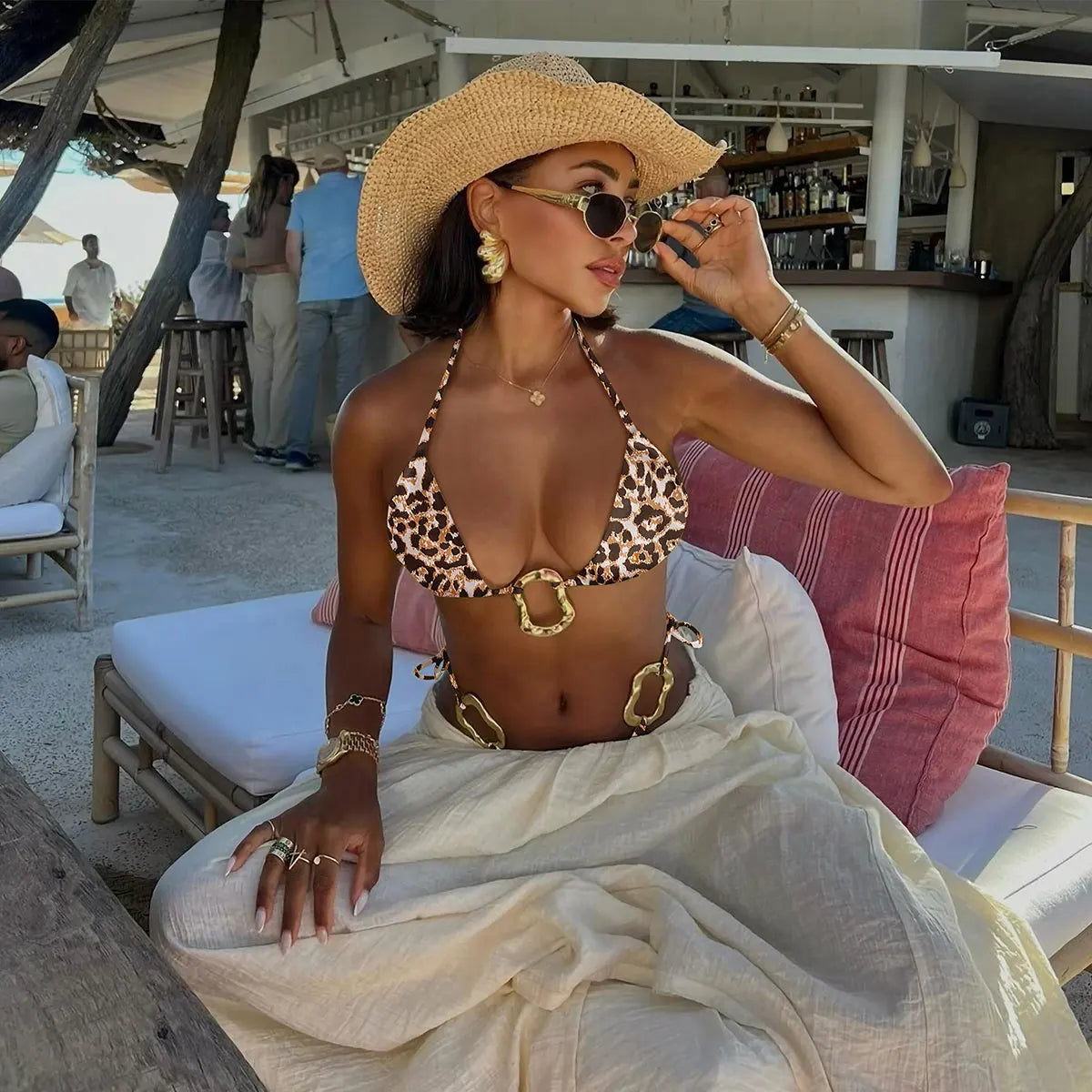 3Pcs Halter Bikini With Cover Up Beach Skirt Cut Out Swimsuit Women Swimwear Sexy Swim Suit Off Shoulder Biquini Bodysuit Outfit