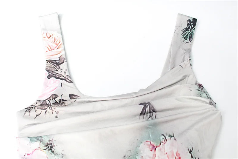 Sexy Holiday Retro Printed Top And Skirt Hot Girl Vest Skirt Women Fashion Suit Sleeveless Slim Beach Vacation 2 Piece Set