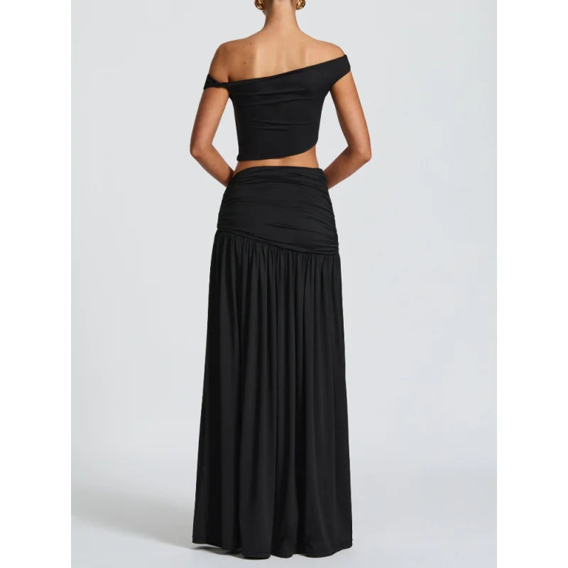 Articat Sexy Vest Top Skirt Set For Women Elegant Metal Tight Split Skirt Two-Piece Set Female Party Club Holiday Beachwear