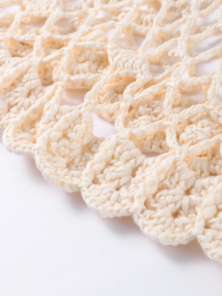 Casual Summer Knit Women's Long Dresses Fashion Hollow Out Sleeveless Hip Package Slim Female Dress Holiday Lace Up Lady Robe