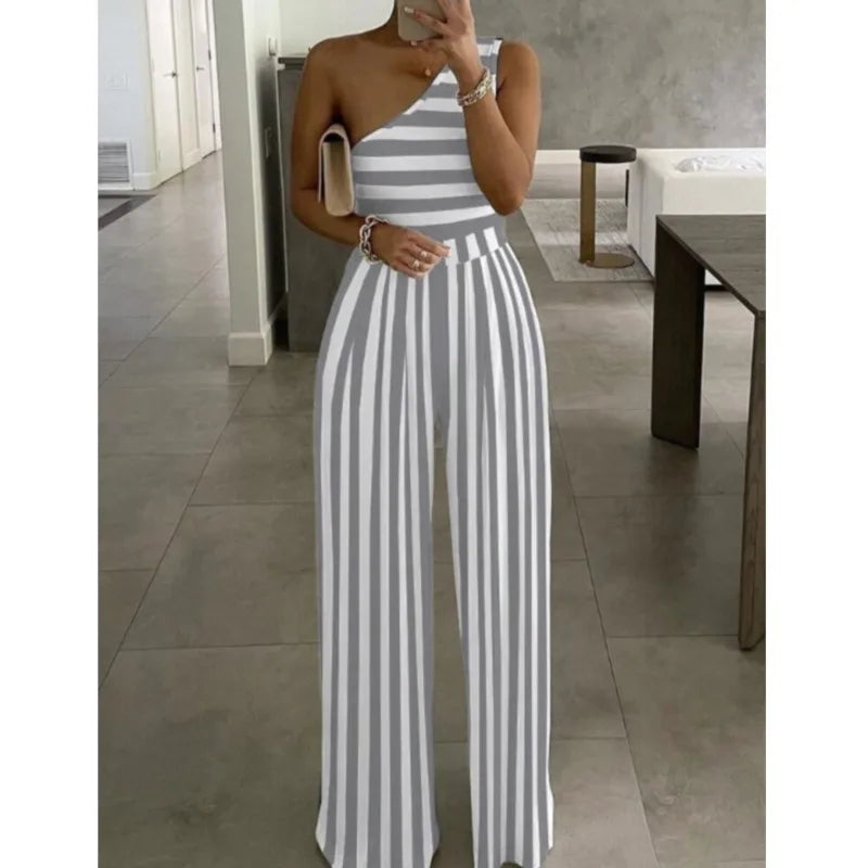 New 2025 Jumpsuits For Women Solid Color Off Shoulder High Waist Pants Jumpsuits Female Fashion Casual Elegant Jumpsuit Outfits