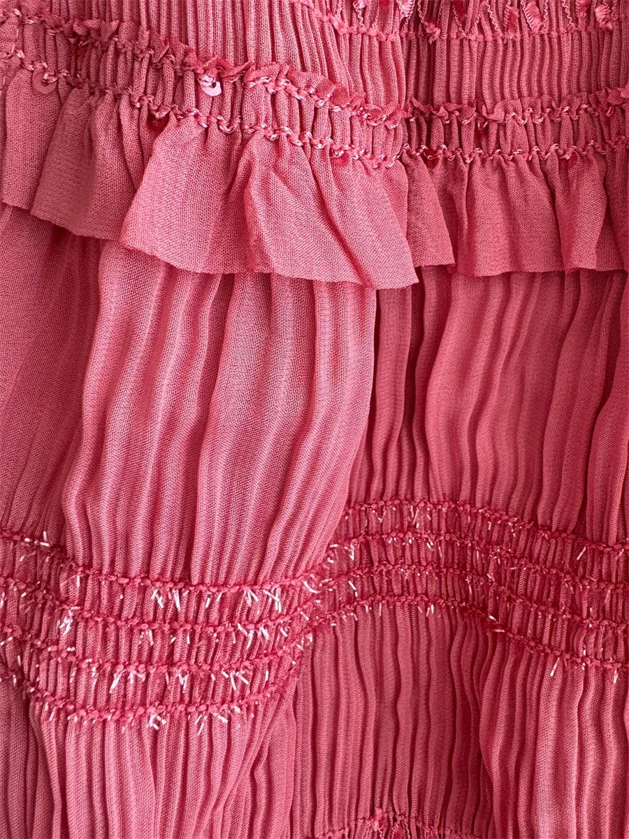 Women Summer Outfit Shirred Tie-up Halter Neck Sleeveless Open Black Tank Tops Drawstring Long Skirt 2 Pcs Set