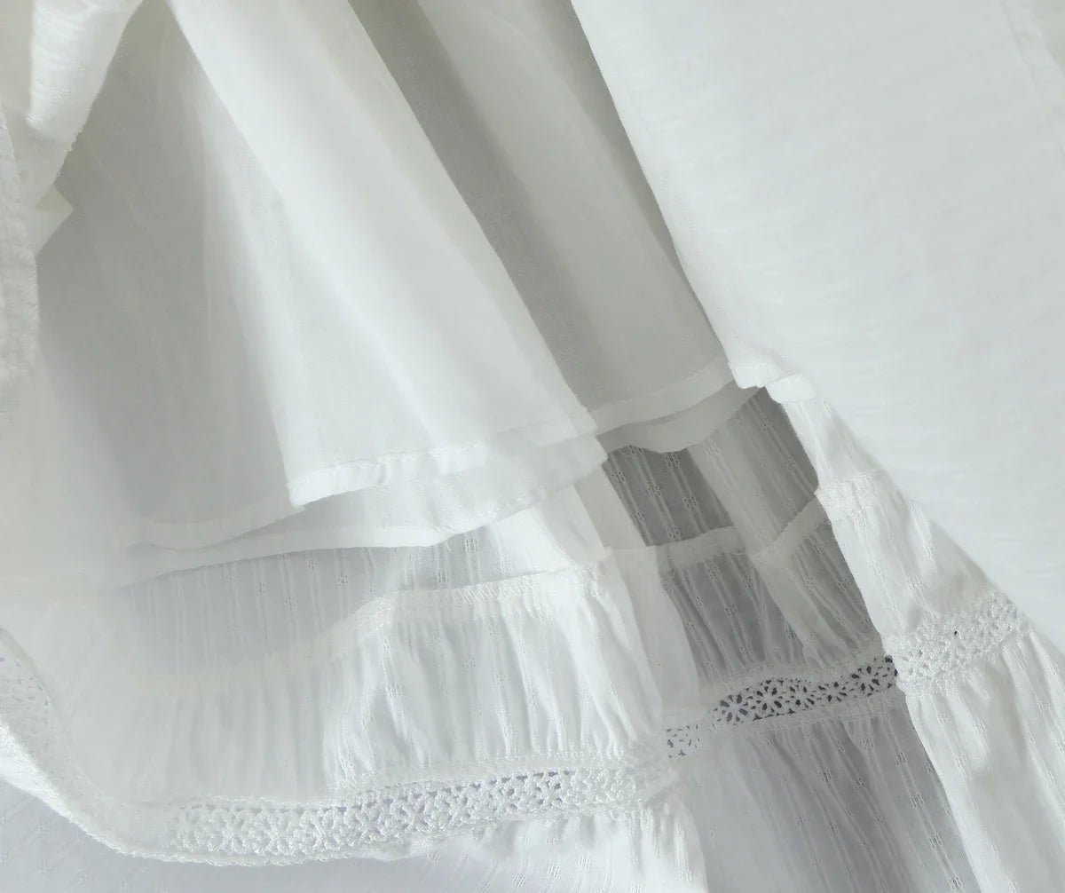 White Lace Skirt Set Women's Dress Outfits Summer Beach Cotton Matching Sets 2 Pcs Long Maxi Dress Set Vestidos Female 2025