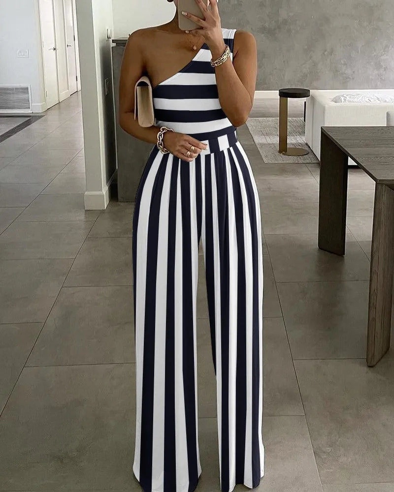 New 2025 Jumpsuits For Women Solid Color Off Shoulder High Waist Pants Jumpsuits Female Fashion Casual Elegant Jumpsuit Outfits